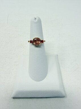 Shop LC Cherry Quartz/Simulated Garnet Size 5 Ring in Sterling Silver 5190